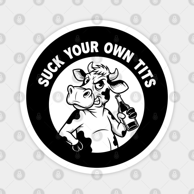 Funny Cow Drinking Beer T-Shirt Magnet by enrynz